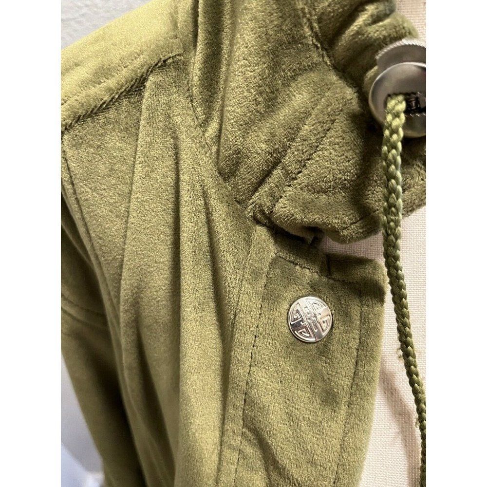 CS Signature Womens Medium Coat Windbreaker Reversible Jacket Green Poly Nylon - Picture 6 of 9